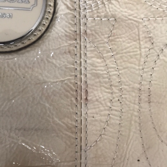 Coach Purse Ivory 10” Across 6” Deep Lime Green - Picture 3 of 8